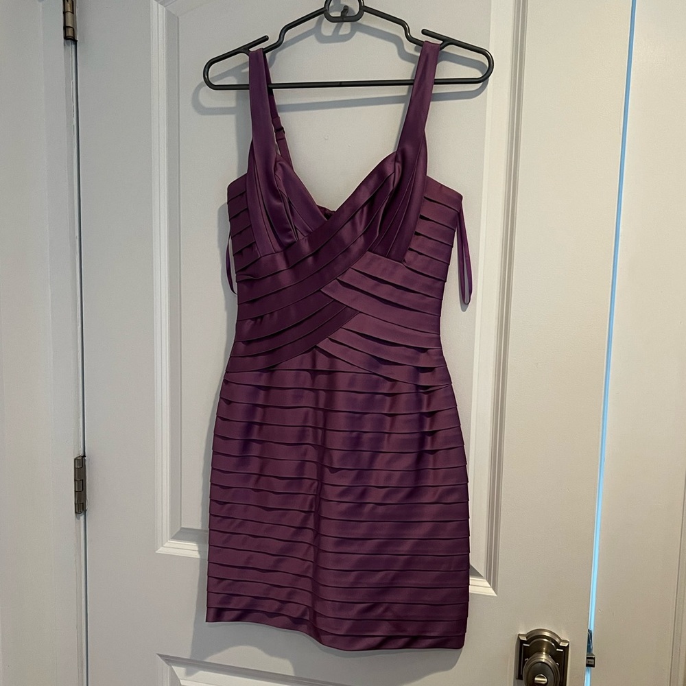 BCBG purple pleated dress w/ straps